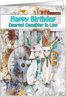 Happy Birthday, Dearest Daughter in Law, Poodle Dogs, Abstract Art card