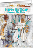 Happy Birthday, Dearest Big Sister, Poodle Dogs, Abstract card