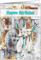 Happy Birthday, Poodle Dogs, Abstract card