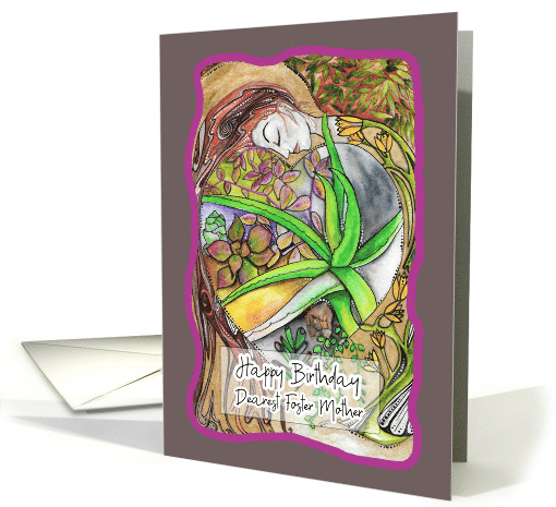 Happy Birthday, Dearest Foster Mother, Aloe Vera, Succulent Plant card