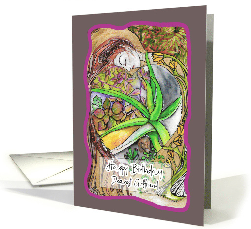 Happy Birthday, Dearest Girlfriend, Aloe Vera, Succulent Plant card