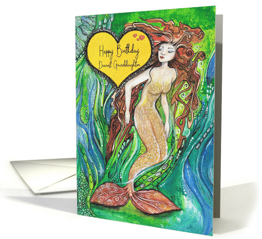 Happy Birthday, Dearest Granddaughter, Mermaid and Blue Fish, card