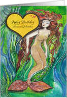 Happy Birthday, Dearest Godmother, Mermaid and Blue Fish, card