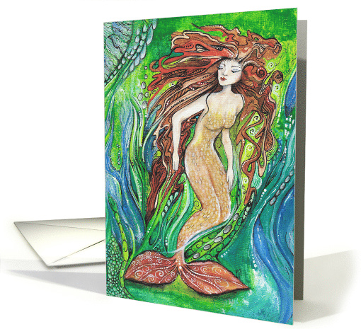 Blank, Mermaid and Blue Fish, card (1637036)