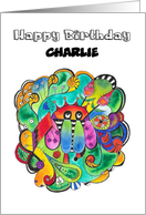 Happy Birthday Cute Doodle Custom Name Children’s Birthday card