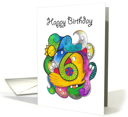 Happy Sixth Birthday Cute Doodle Art Children's Birthday card