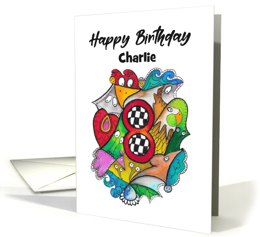 Happy Eighth Birthday Custom Card Racing Doodle... (1648760)