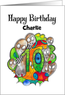 Happy Tenth Birthday Custom Card Crow Skull Doodle Children’s Birthday card