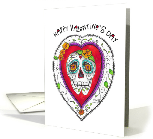 Happy Valentine's Day Sugar Skull Candy Skull card (1650584)