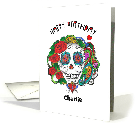 Happy Birthday Custom Name Sugar Skull Candy Skull card (1651154)