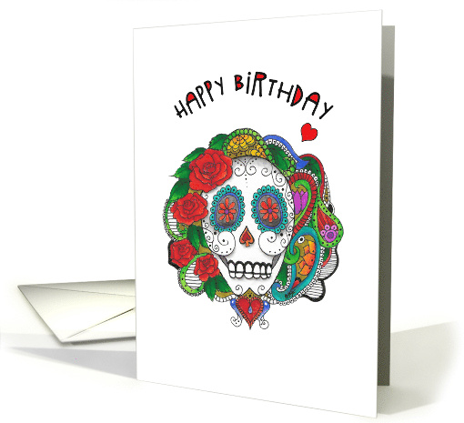 Happy Birthday Sugar Skull Candy Skull Tattoo Art card (1652544)