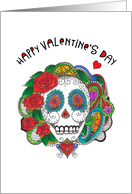 Happy Valentine’s Day Sugar Skull Candy Skull Tattoo Art card