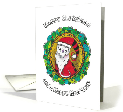 Merry Christmas Santa Skull and Wreath card (1652822)