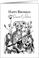 Happy Birthday Dearest Ex Partner Little Dog with Flowers card