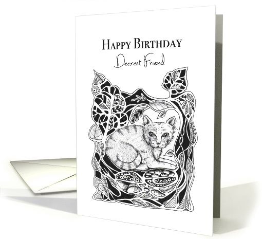 Happy Birthday Dearest Friend Little Cat in garden card (1658414)