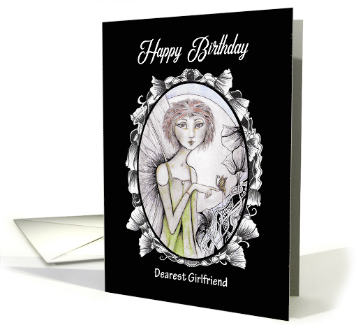 Happy Birthday Dearest Girlfriend Fairy Butterfly and Moon card