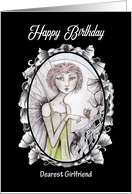 Happy Birthday Dearest Girlfriend Fairy Butterfly and Moon card