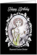 Happy Birthday Dearest Foster Sister Fairy Butterfly and Moon card