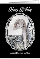 Happy Birthday Dearest Foster Mother Mermaid Fairy and Moon card