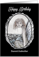 Happy Birthday Dearest Godmother Mermaid Fairy and Moon card