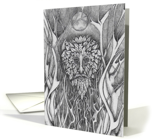 Beltane Green Man Spirit of the Woods and Full Moon card (1662054)
