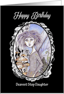 Happy Birthday Step Daughter Gothic Punk Fairy and Mushrooms card