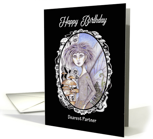 Happy Birthday Partner Gothic Punk Fairy and Mushrooms card (1662080)