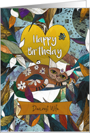 Happy Birthday Dearest Wife Cat with a Stripy Tail and Flowers card