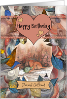 Happy Birthday Dearest Girlfriend Little Brown Puppy Dog with Toy card