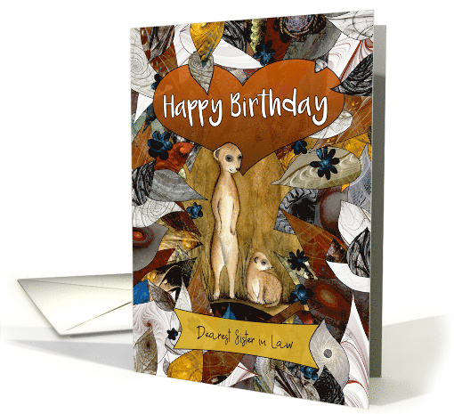 Happy Birthday Dearest Sister in Law Two Meerkats with Leaves card