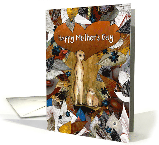 Happy Mother's Day Two Meerkats with Leaves and Flowers card (1683804)