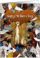 Happy Mother’s Day Two Meerkats with Leaves and Flowers card