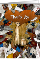 Thank You Two Meerkats with Leaves and Flowers card