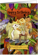 Happy Birthday Dearest Daughter in Law White Mouse with Cheesy Flowers card