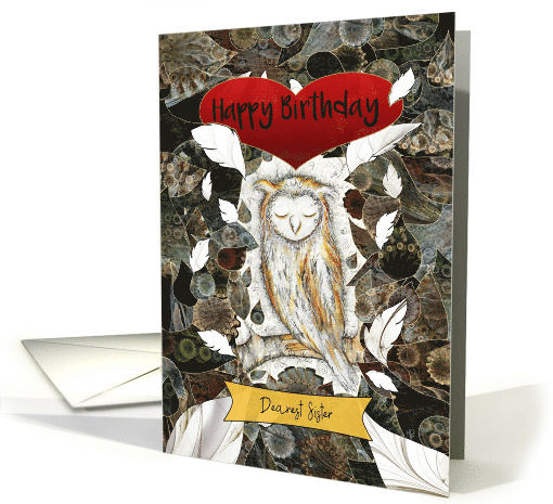 Happy Birthday Dearest Sister with Owl and Feathers card (1705816)