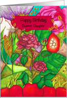 Happy Birthday Dearest Daughter Roses in a Botanical Modern Art style card