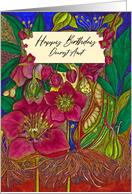 Happy Birthday Dearest Aunt Modern Botanical Hellebore Flowers card