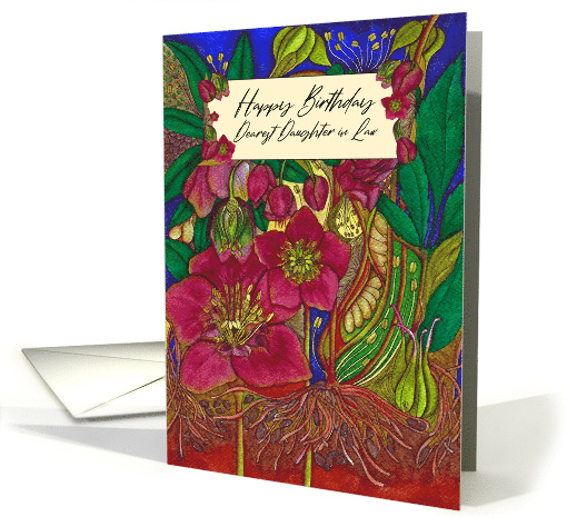 Happy Birthday Daughter in Law Modern Botanical Hellebore Flowers card