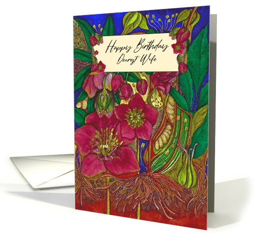 Happy Birthday Wife Modern Botanical Hellebore Flowers card (1734482)