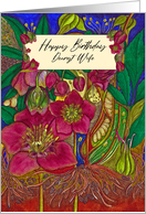 Happy Birthday Wife Modern Botanical Hellebore Flowers card