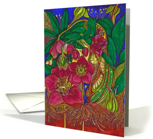 Blank Modern Botanical Hellebore Flowers card (1734490)