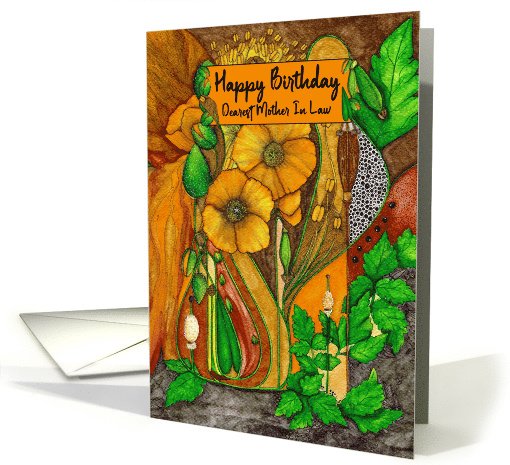 Happy Birthday Mother in Law Modern Botanical Poppy Flowers card