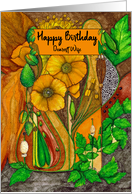Happy Birthday Dearest Wife Modern Botanical Poppy Flowers card