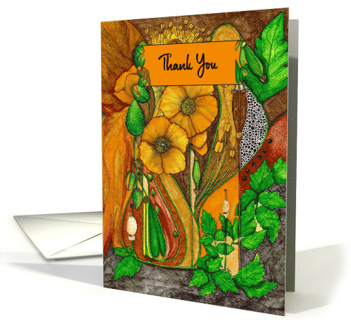 Thank You Modern Botanical Poppy Flowers card (1734744)