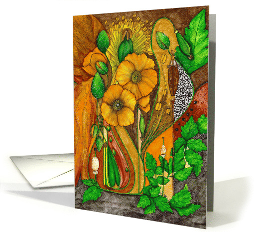 Blank Botanical Poppy Flowers card (1734746)