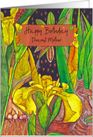 Happy Birthday Dearest Mother Modern Botanical Yellow Iris Flowers card