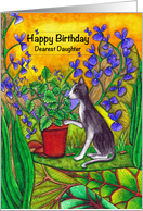 Happy Birthday Dearest Daughter Black and White Cat in Garden card