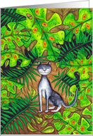 Blank Cat in Tropical Garden card