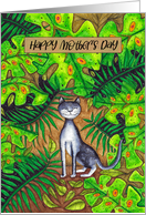 Happy Mother’s Day Cat in Tropical Garden card