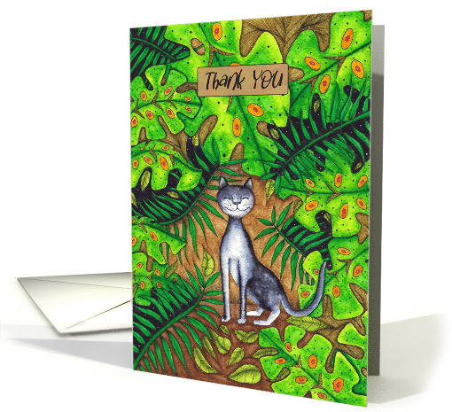 Thank You Cat in Tropical Garden card (1736060)